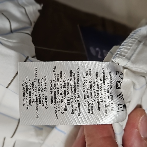 Freestyle 2 Piece Set White Button Down Blue Brown Stripe Sleeve Brown Cargo 5 - Picture 12 of 13